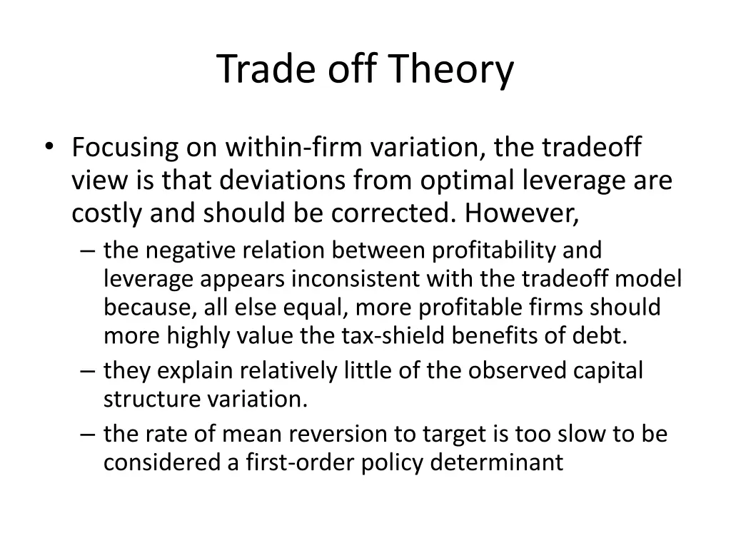 trade off theory