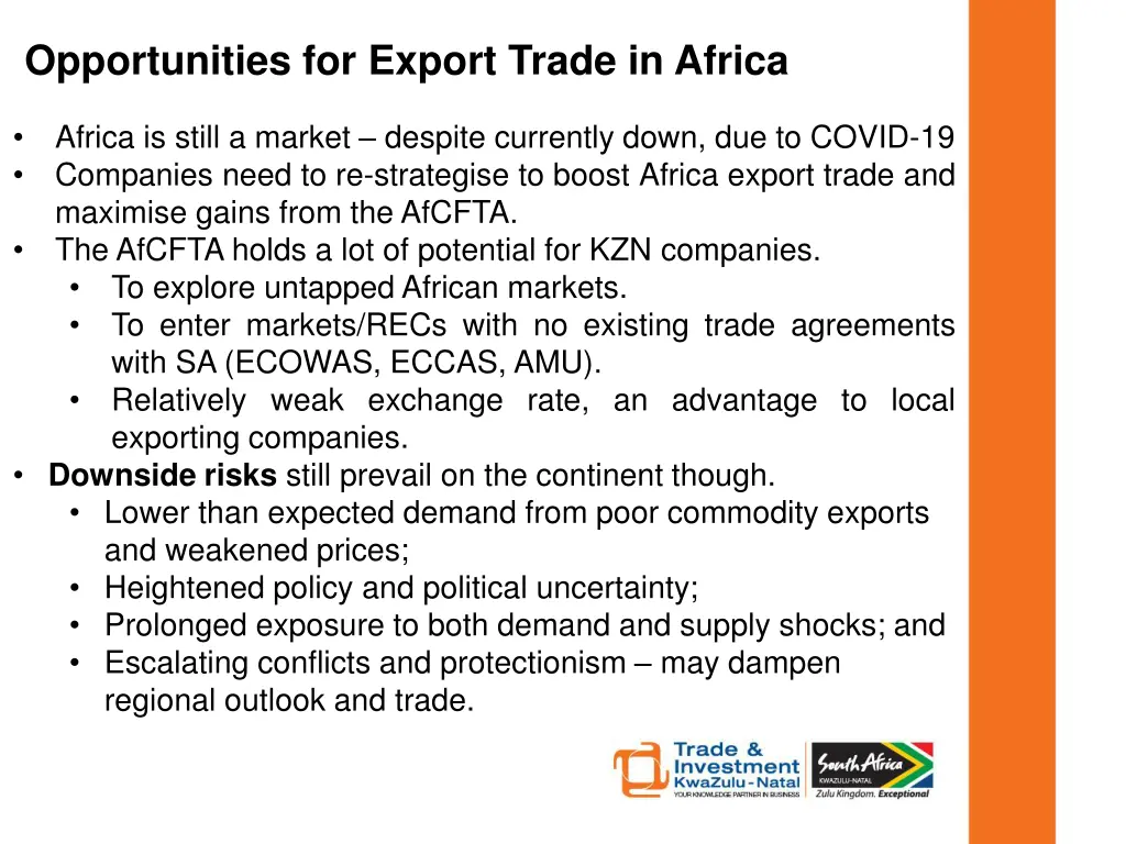 opportunities for export trade in africa