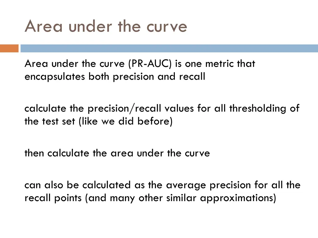 area under the curve