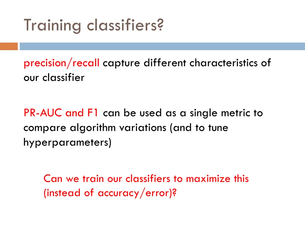 training classifiers