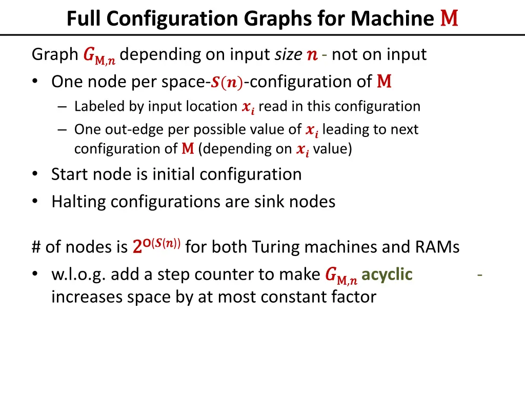 full configuration graphs for machine m m