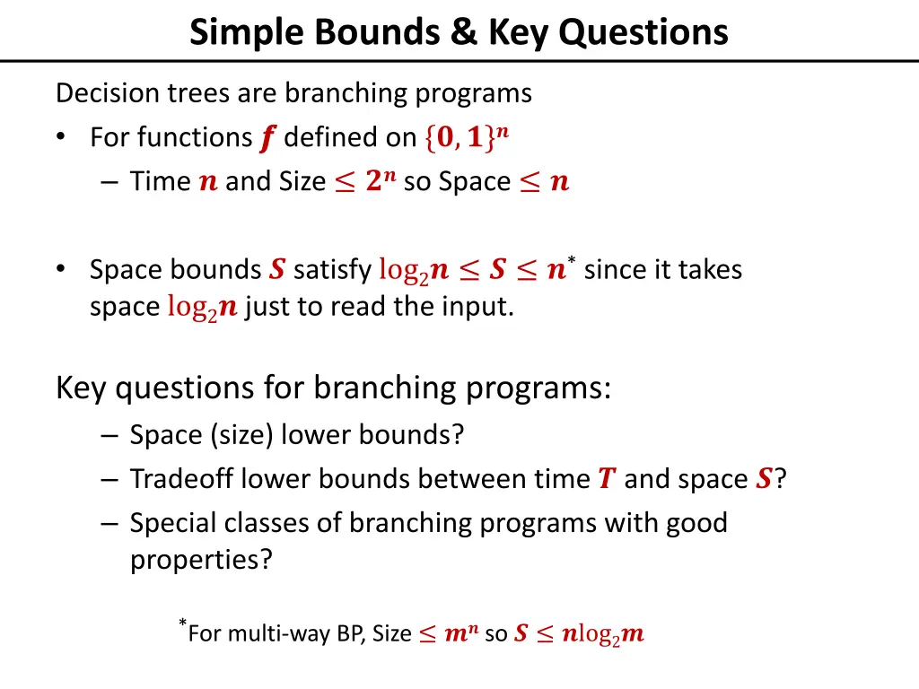 simple bounds key questions