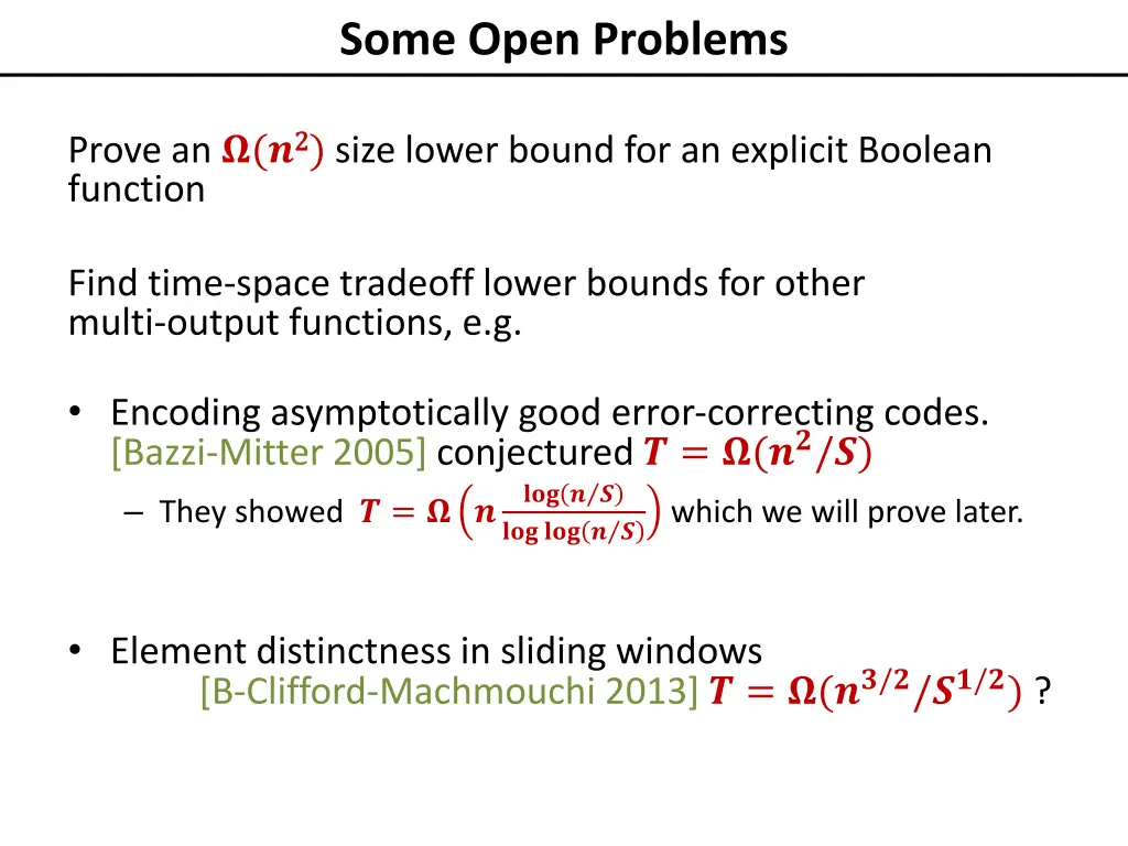 some open problems