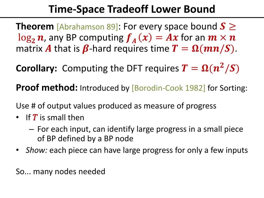 time space tradeoff lower bound