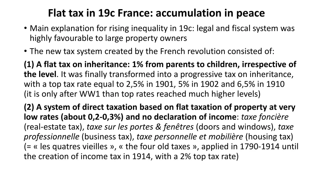 flat tax in 19c france accumulation in peace main