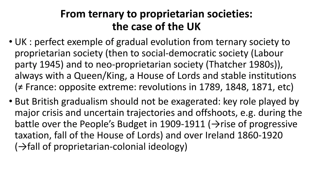 from ternary to proprietarian societies the case