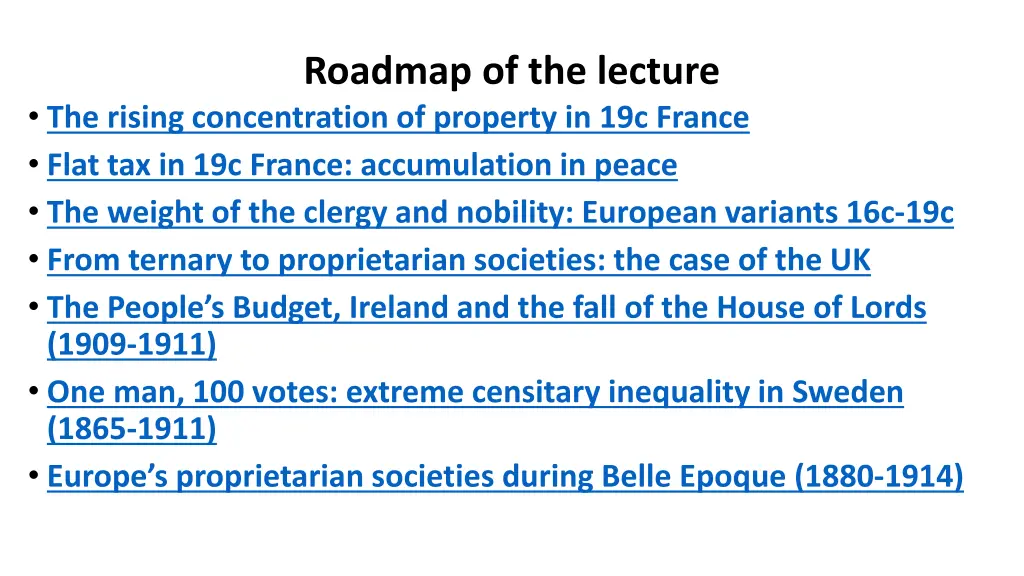 roadmap of the lecture