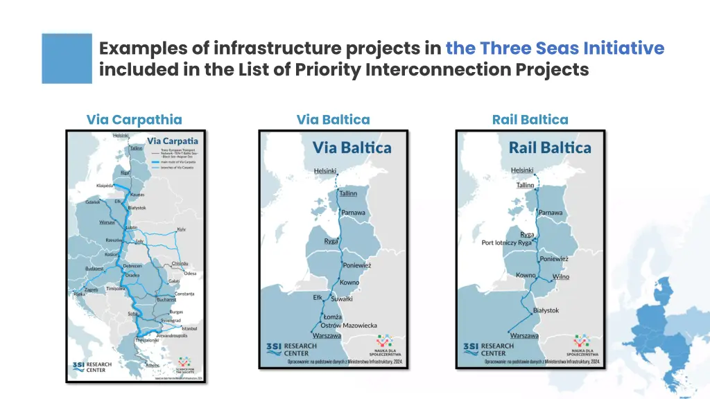 examples of infrastructure projects in the three