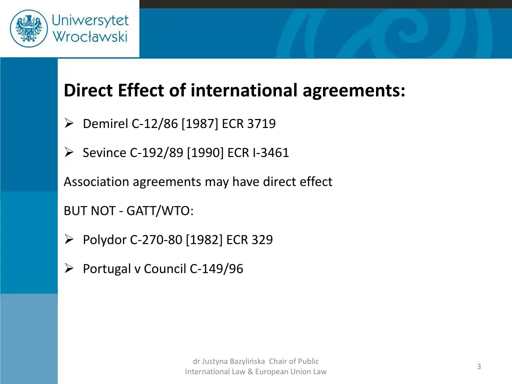 direct effect of international agreements