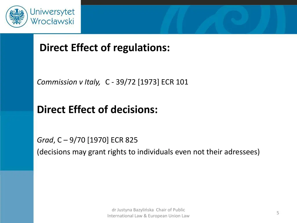 direct effect of regulations