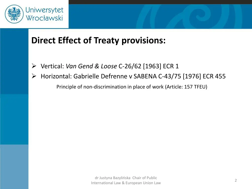 direct effect of treaty provisions