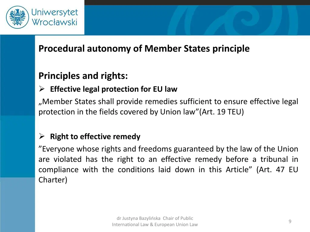 procedural autonomy of member states principle