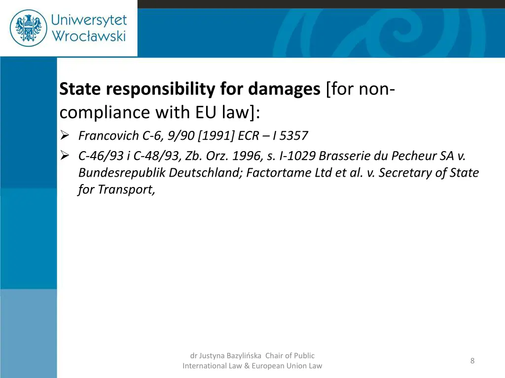 state responsibility for damages