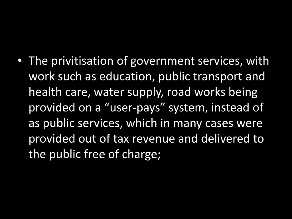 the privitisation of government services with