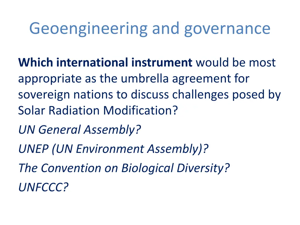 geoengineering and governance