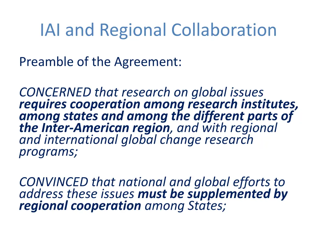 iai and regional collaboration