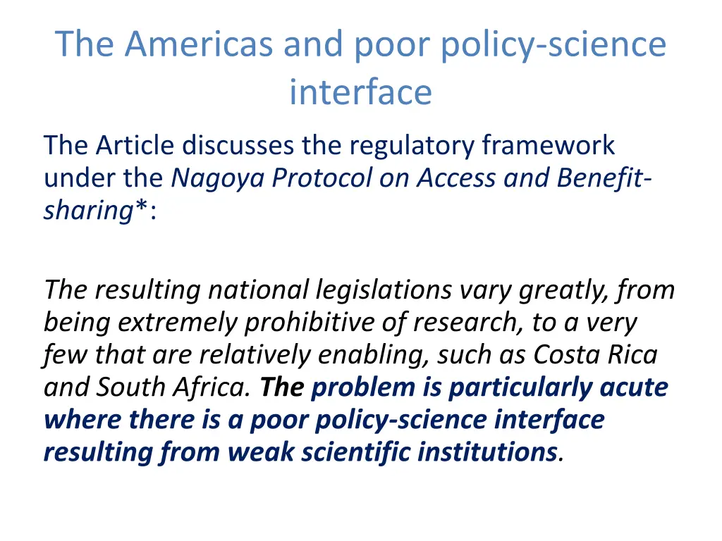 the americas and poor policy science interface