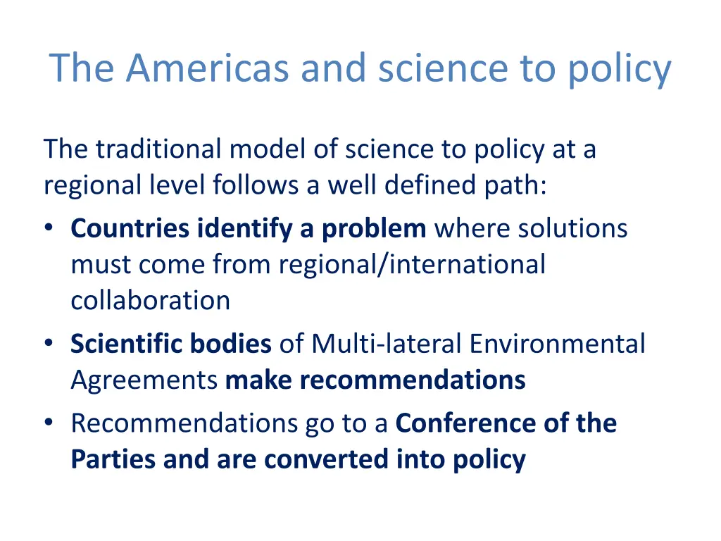 the americas and science to policy