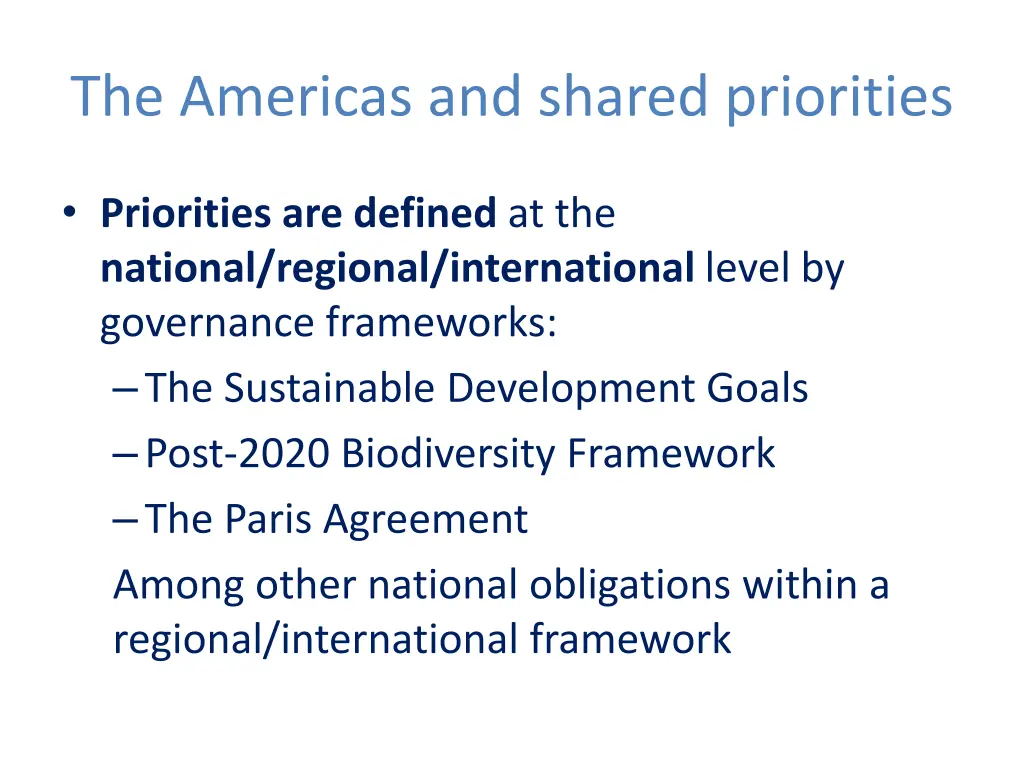 the americas and shared priorities