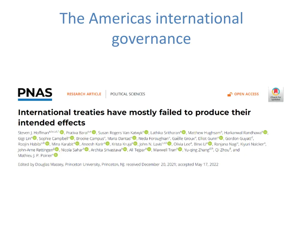 the americas international governance