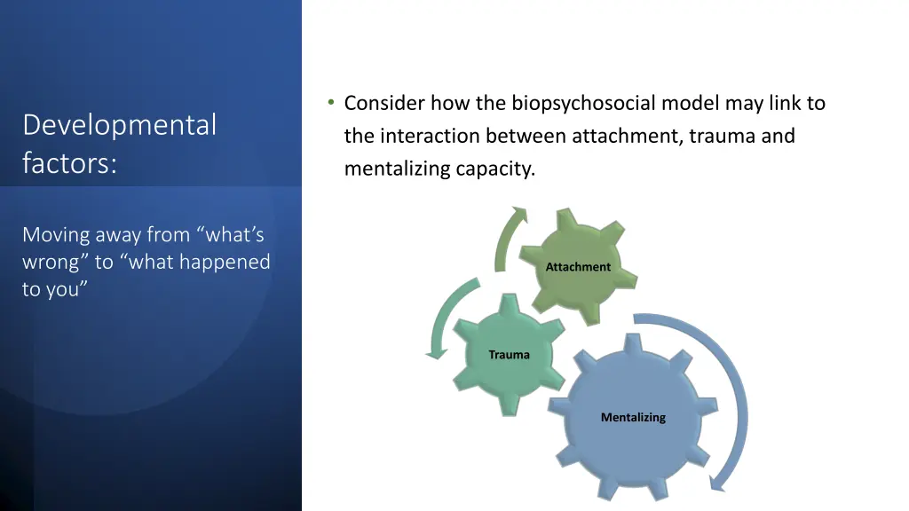 consider how the biopsychosocial model may link