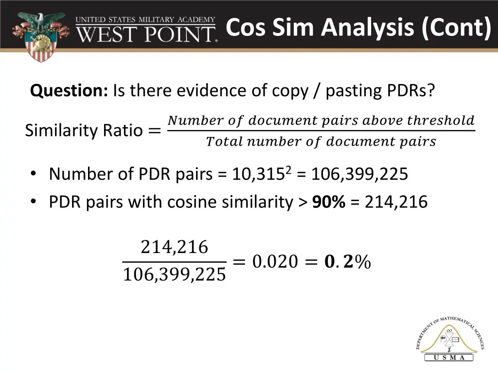 cos sim analysis cont