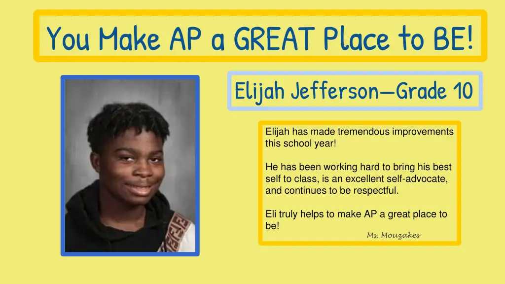 you make ap a great place to be elijah jefferson