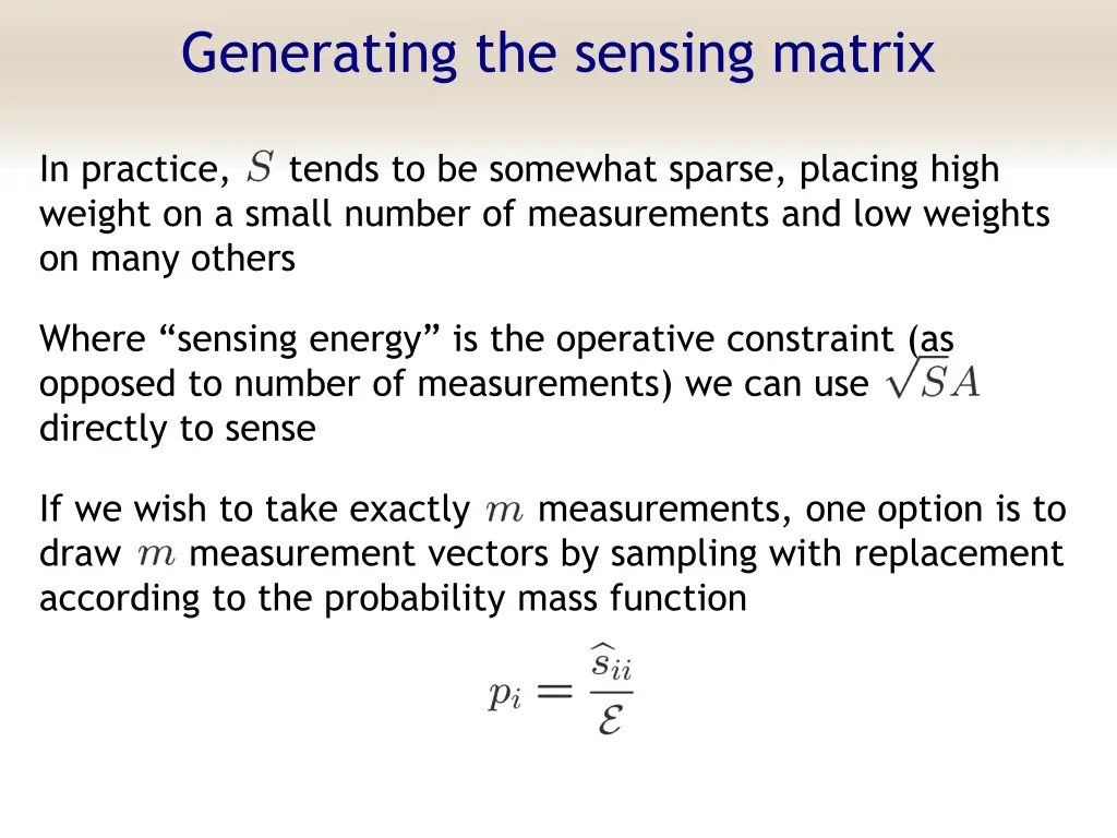 generating the sensing matrix