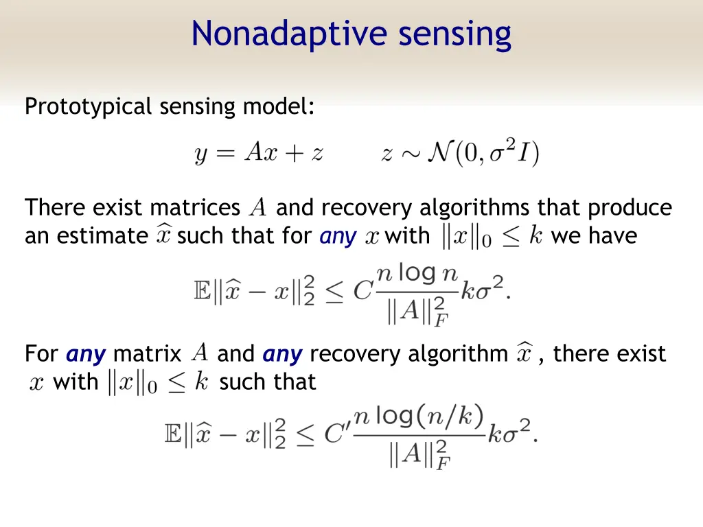 nonadaptive sensing