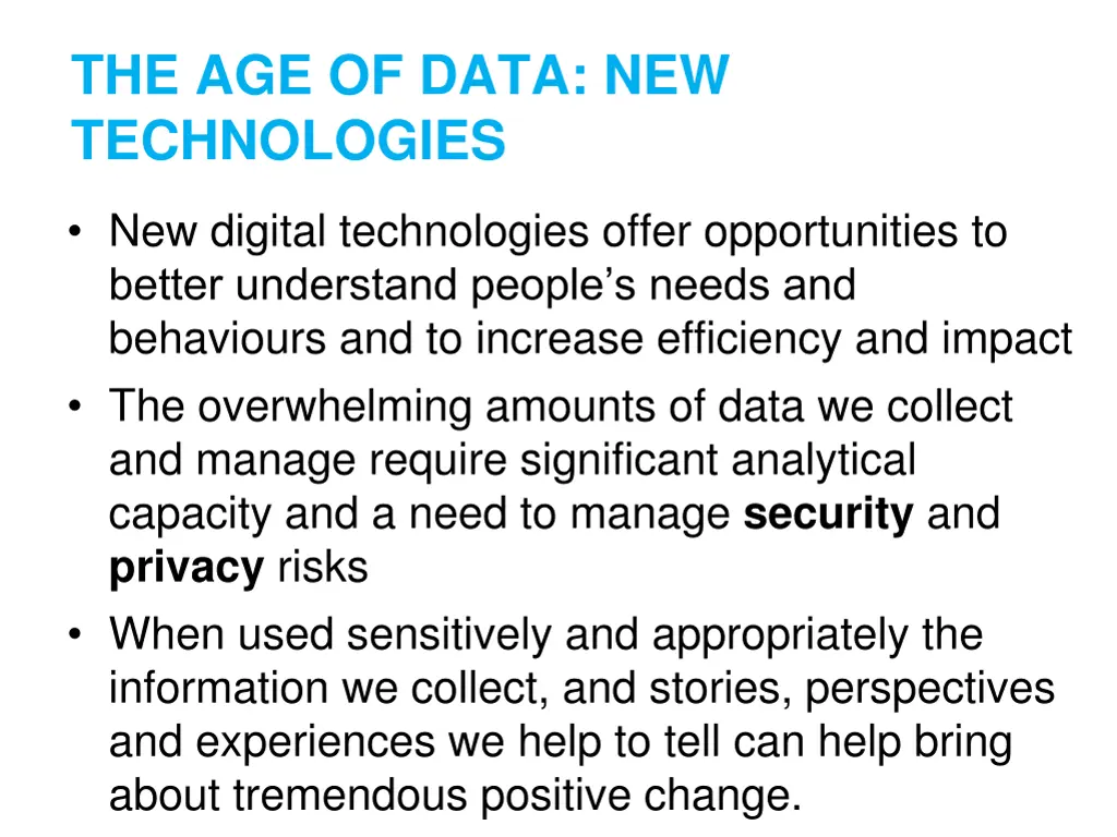 the age of data new technologies