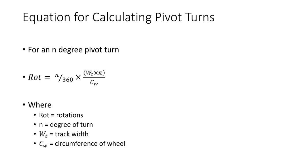 equation for calculating pivot turns 1