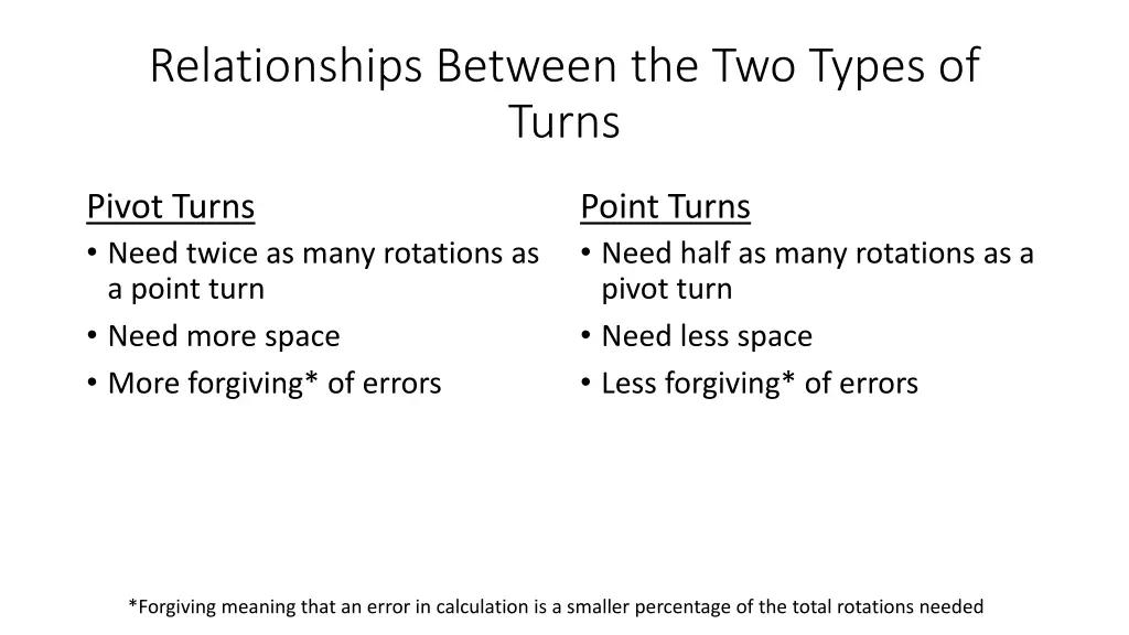 relationships between the two types of turns