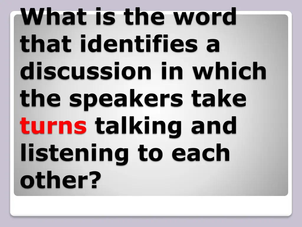 what is the word that identifies a discussion