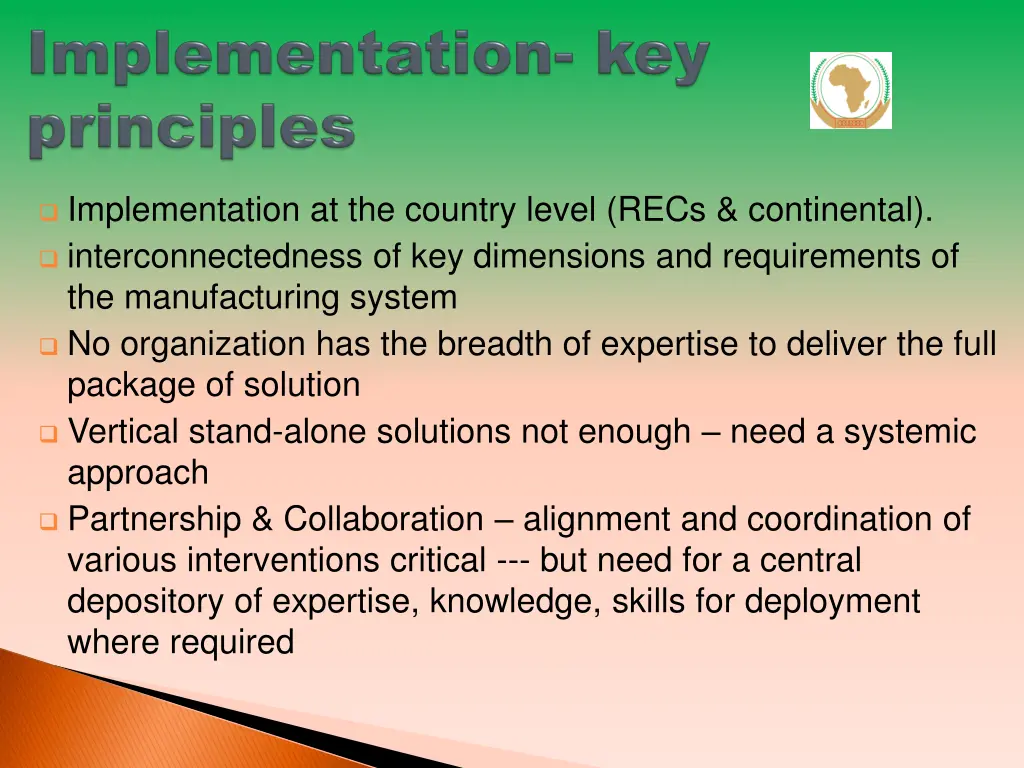 implementation at the country level recs