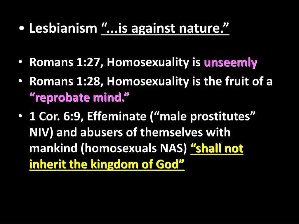 lesbianism is against nature