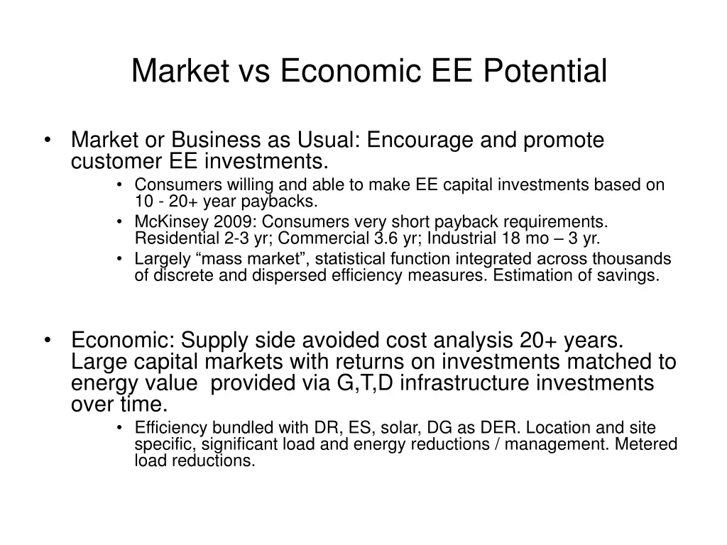 market vs economic ee potential