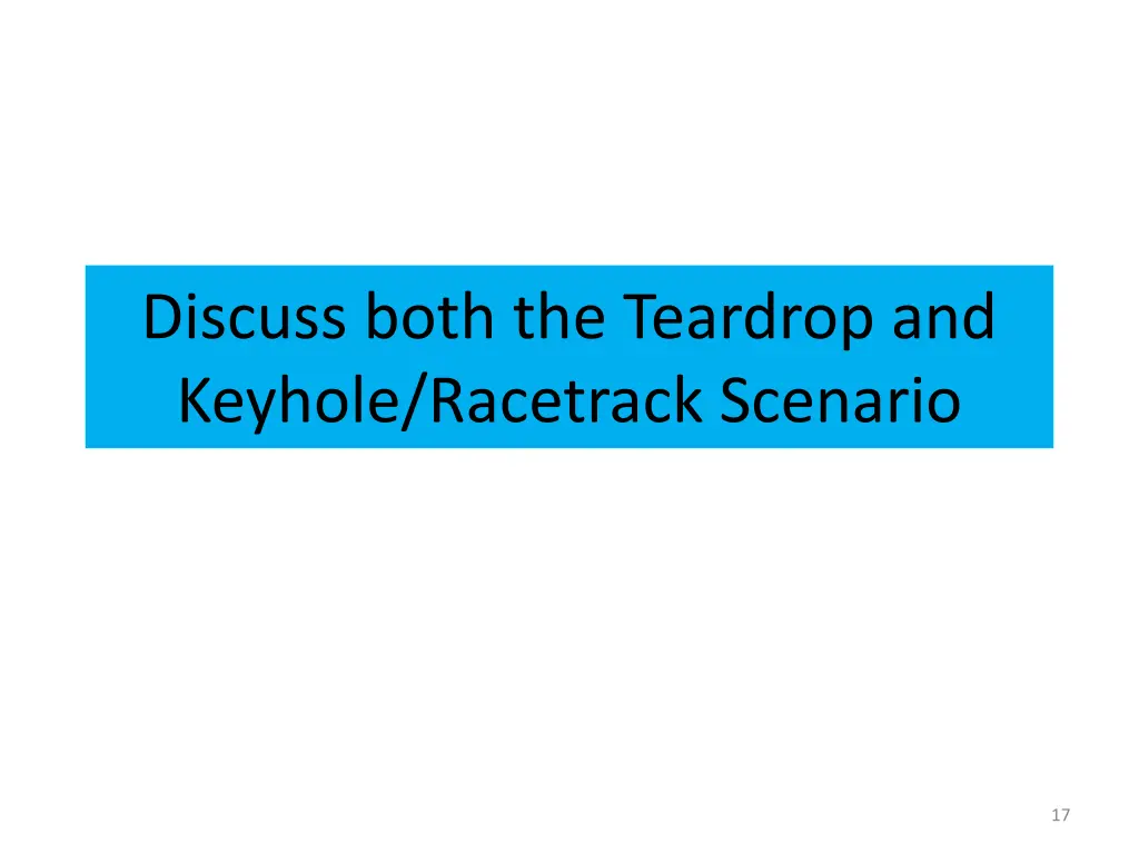 discuss both the teardrop and keyhole racetrack