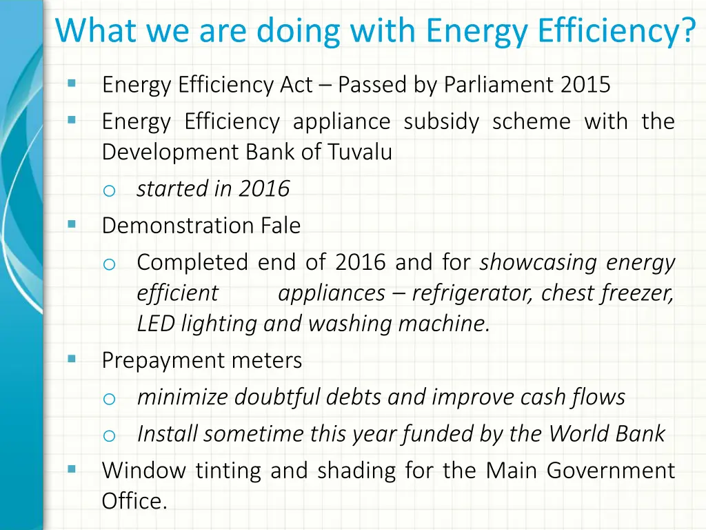 what we are doing with energy efficiency