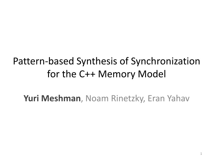 pattern based synthesis of synchronization