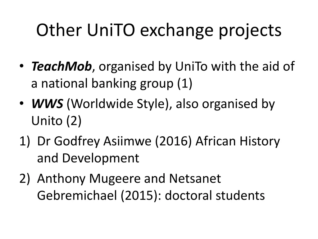 other unito exchange projects