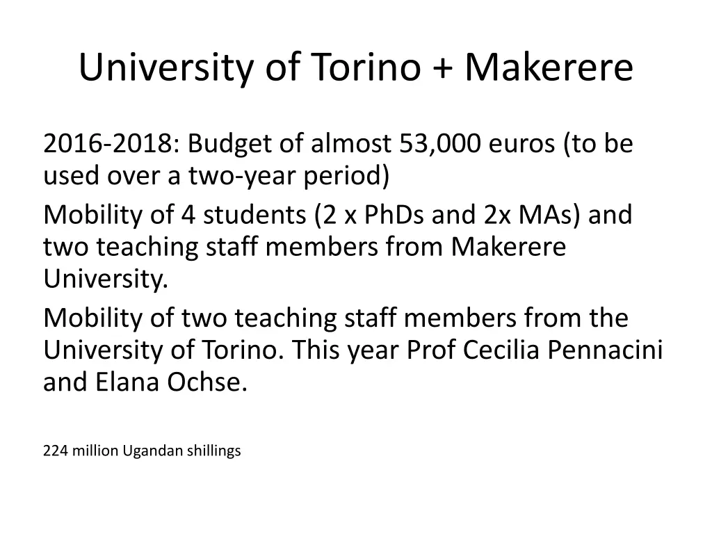 university of torino makerere