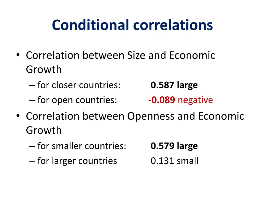 conditional correlations