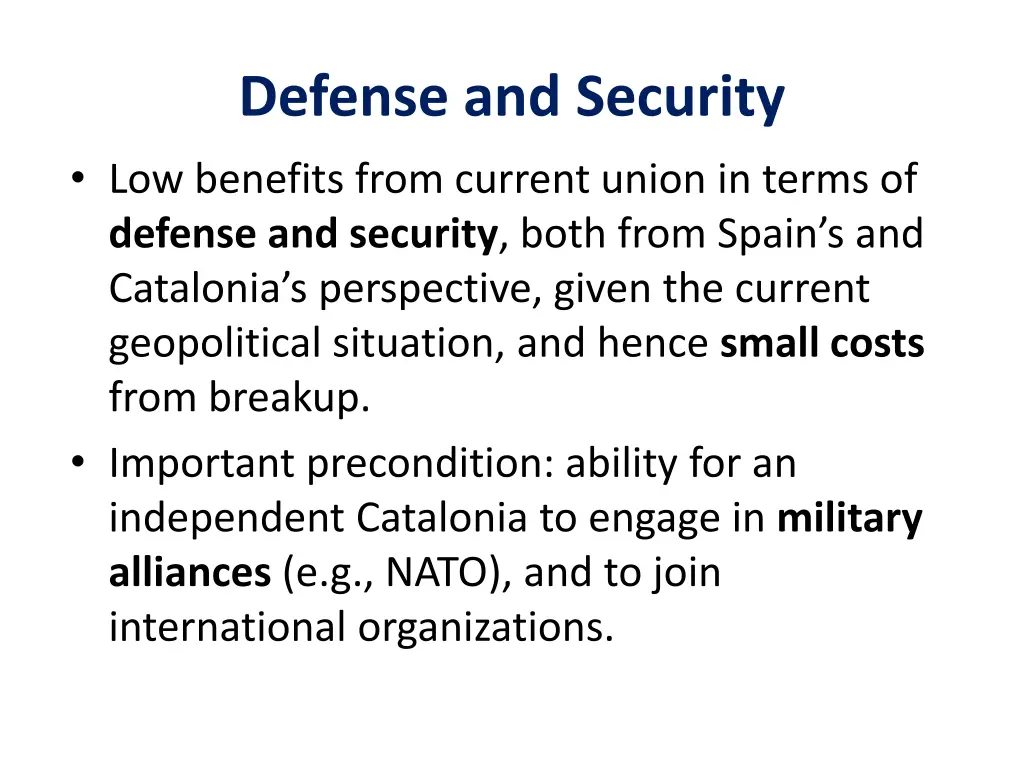 defense and security low benefits from current