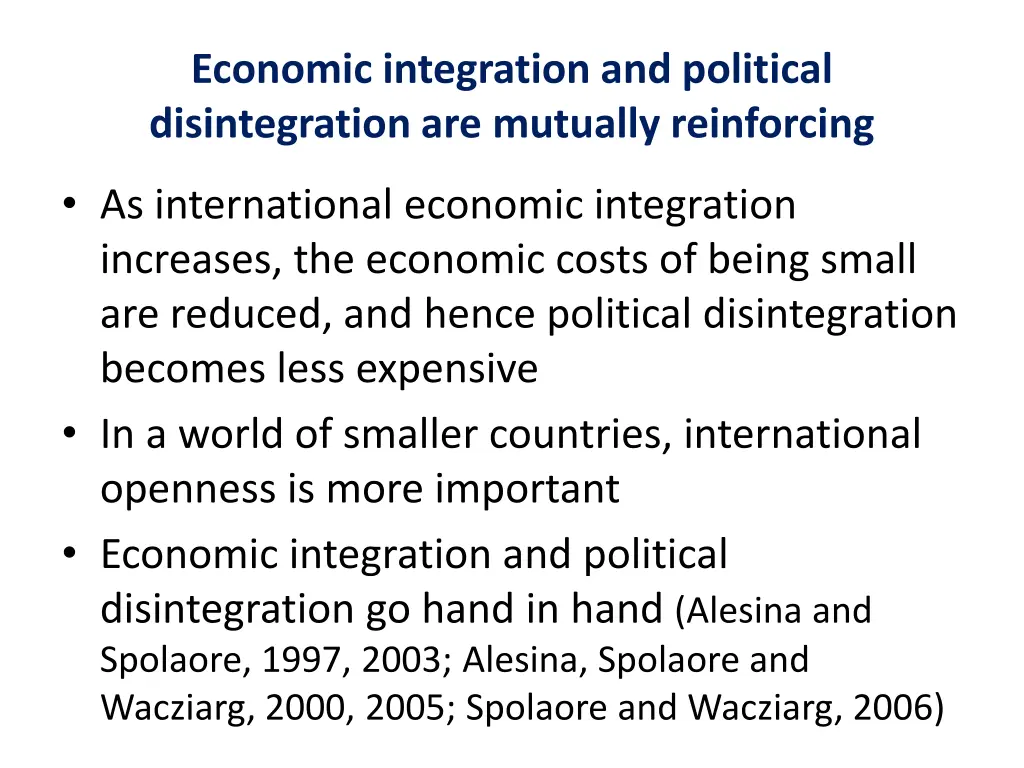 economic integration and political disintegration