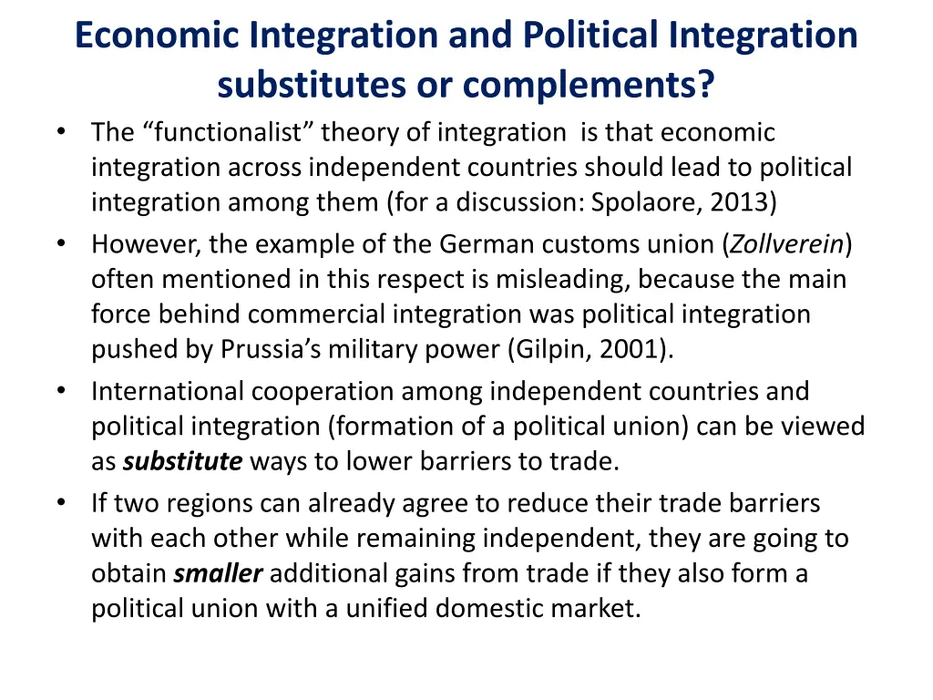 economic integration and political integration