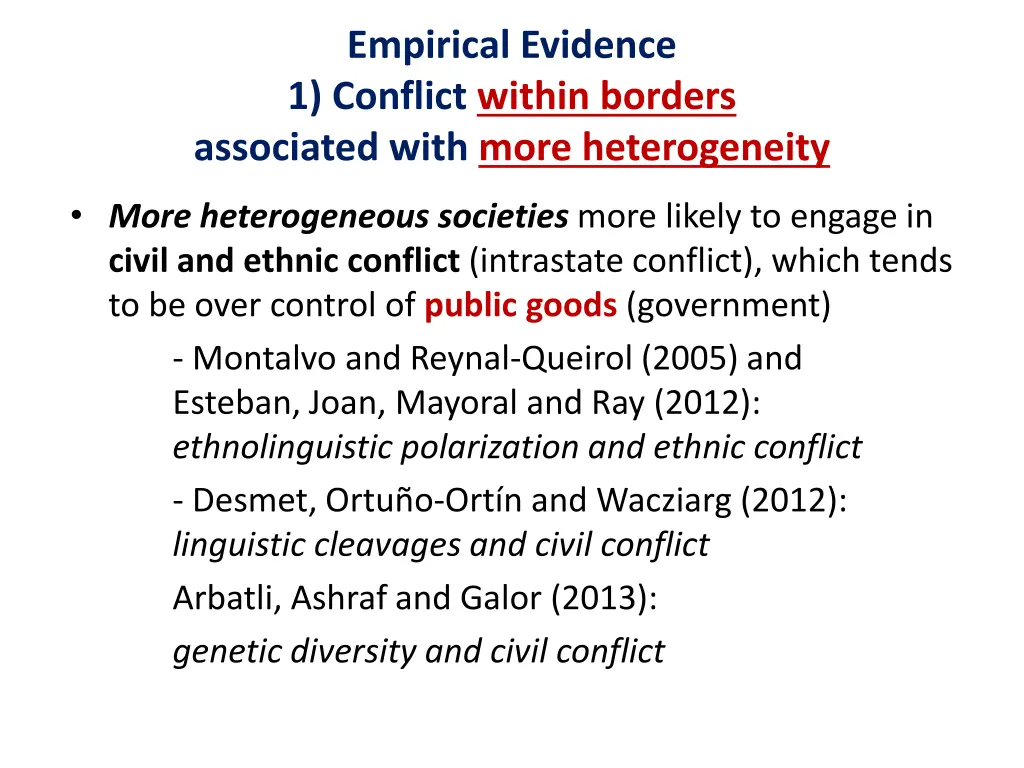 empirical evidence 1 conflict within borders