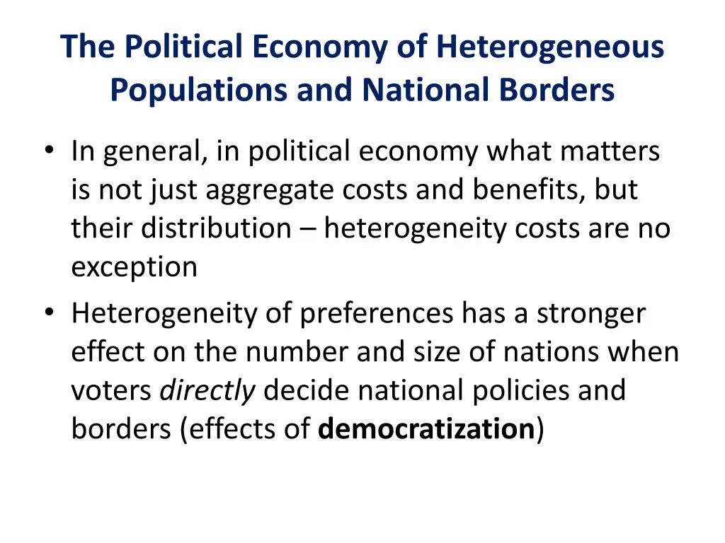 the political economy of heterogeneous