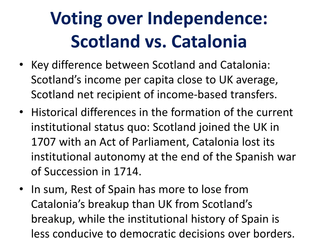 voting over independence scotland vs catalonia