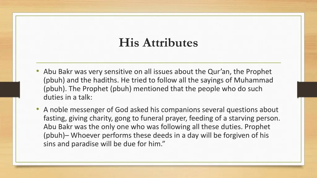 his attributes