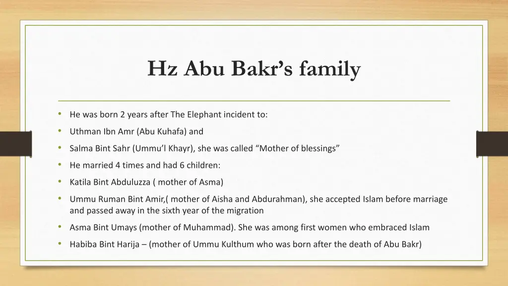 hz abu bakr s family